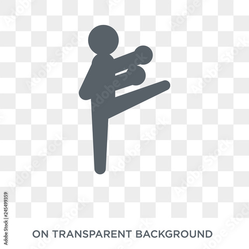 kickboxing icon. Trendy flat vector kickboxing icon on transparent background from sport collection. High quality filled kickboxing symbol use for web and mobile