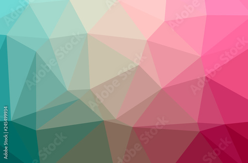 Illustration of abstract Green  Pink horizontal low poly background. Beautiful polygon design pattern.