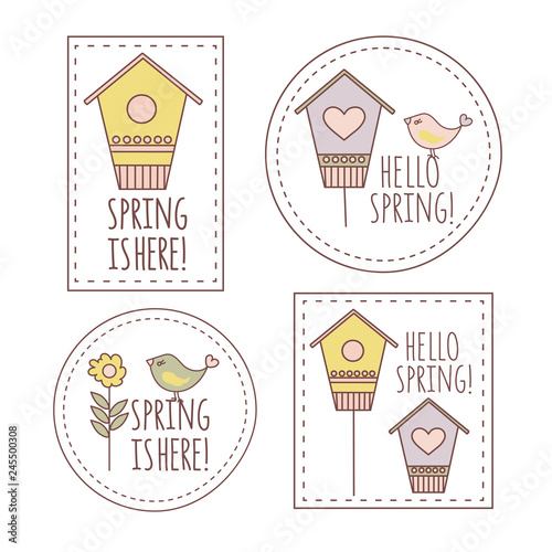 SPRING LABELS Cartoon Vector Illustration Business Complete for Print  Fabric and Decoration.
