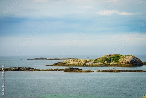 Sea stone isle with birds, Andoya Norway photo