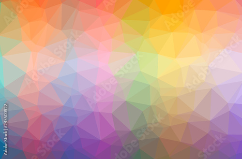 Illustration of abstract Green  Orange  Purple horizontal low poly background. Beautiful polygon design pattern.