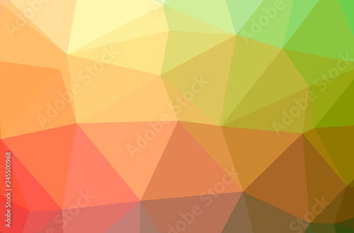 Illustration of abstract Green  Orange  Pink  Red  Yellow horizontal low poly background. Beautiful polygon design pattern.