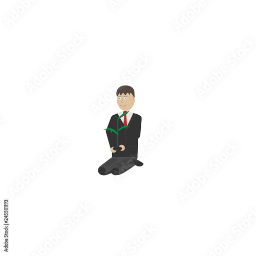 Businessman planting tree vector graphic
