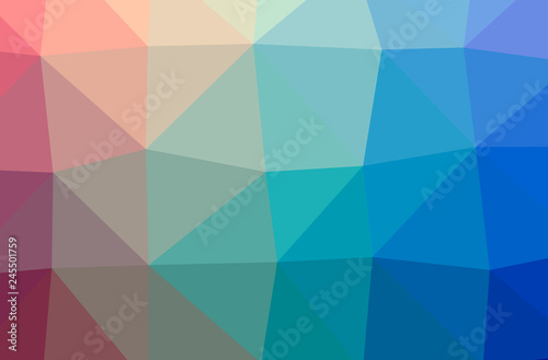 Illustration of abstract Blue, Red And Yellow horizontal low poly background. Beautiful polygon design pattern.