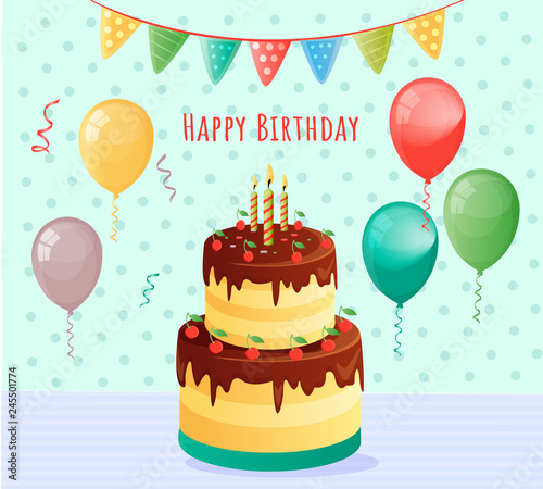 cake on a white background. Birthday. Eps 10