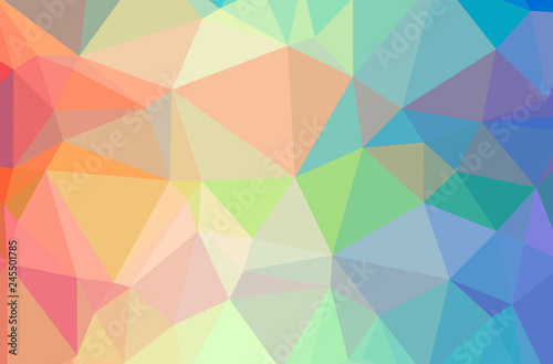Illustration of abstract Blue, Orange, Yellow horizontal low poly background. Beautiful polygon design pattern.