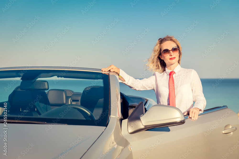 Successful young businesswoman on a beach Successful young businesswoman on a beach