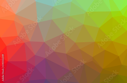 Illustration of abstract Green, Orange, Pink, Red horizontal low poly background. Beautiful polygon design pattern.