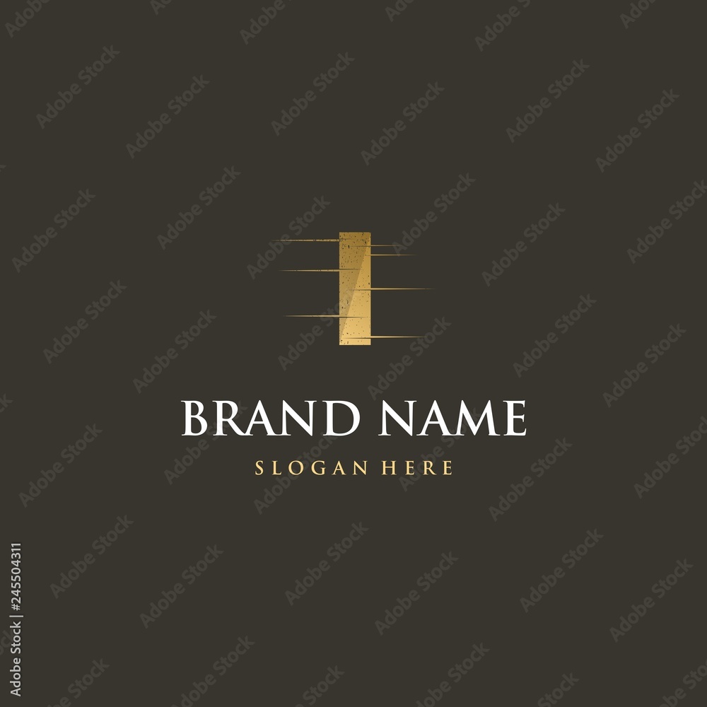 Fototapeta premium Letter I Gold Texture Abstract Creative Business Logo 