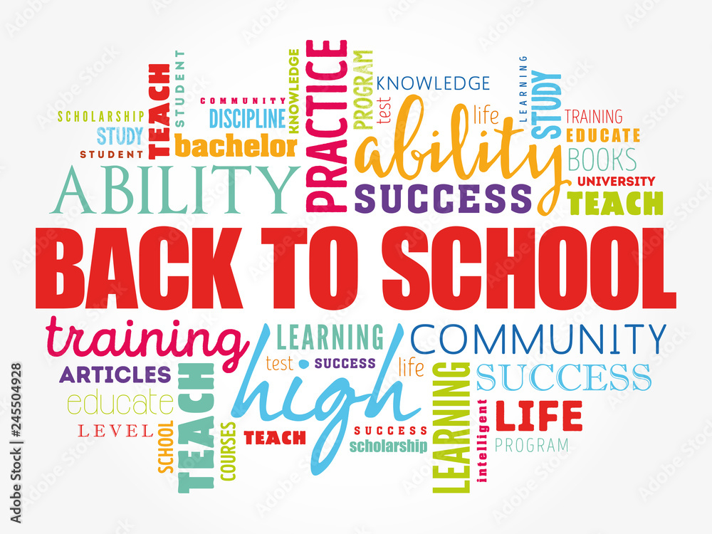 Back to School word cloud collage, education concept background Back to School word cloud collage, education concept background