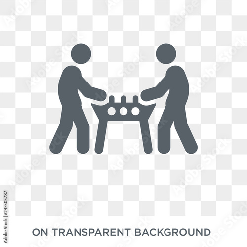 People playing Table football icon icon. Trendy flat vector People playing Table football icon on transparent background from Recreational games collection. High quality filled People playing Table