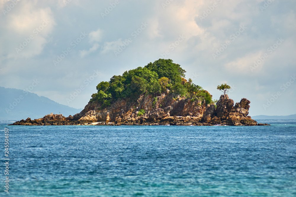 Naklejka premium Small stone island with trees in Thailand