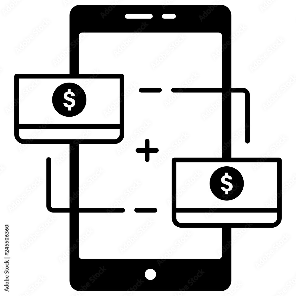 E-wallet bank account connect Solid illustration E-wallet bank account connect Solid illustration