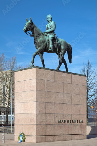 Equestrian statue of Marshal Mannerheim in Helsinki, Finland photo