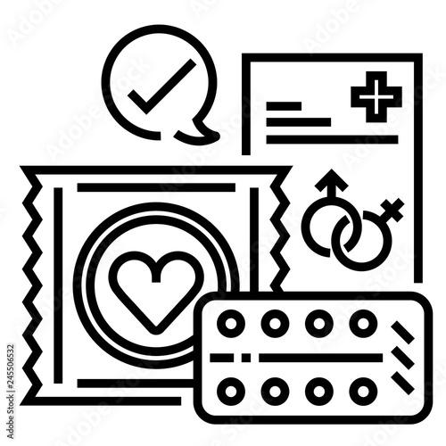Right birth control Line illustration