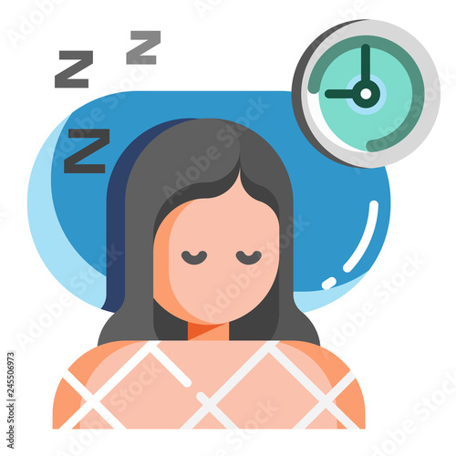 Sleeping well flat illustration