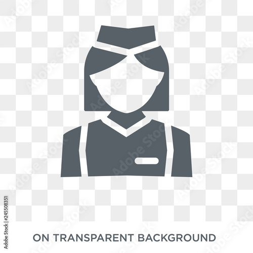 Air hostess icon. Trendy flat vector Air hostess icon on transparent background from Professions collection. High quality filled Air hostess symbol use for web and mobile