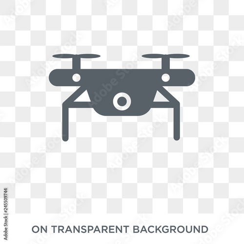 Drone icon. Trendy flat vector Drone icon on transparent background from Artificial Intelligence, Future Technology collection. High quality filled Drone symbol use for web and mobile