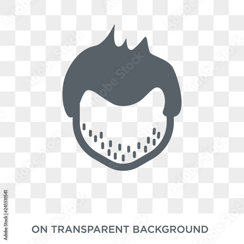 Man face with spiky hair icon. Trendy flat vector Man face with spiky hair icon on transparent background from People collection. High quality filled Man face with spiky hair symbol use for web and