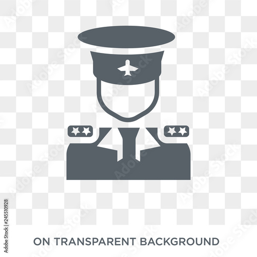 Airplane pilot icon. Trendy flat vector Airplane pilot icon on transparent background from People collection. High quality filled Airplane pilot symbol use for web and mobile