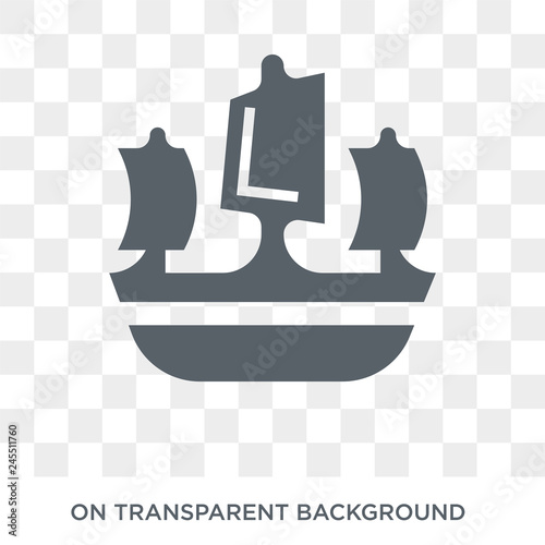 caravel icon. Trendy flat vector caravel icon on transparent background from Nautical collection. High quality filled caravel symbol use for web and mobile