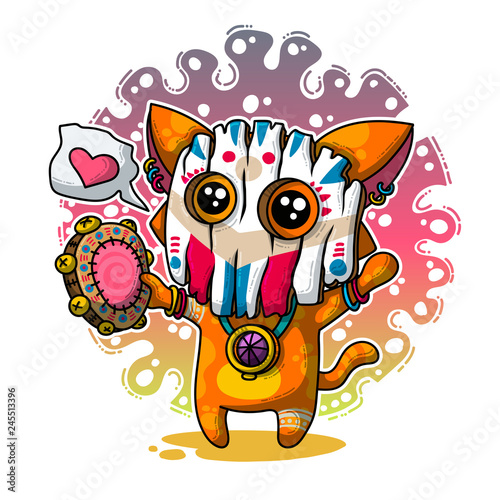Vector illustration about Shaman in love