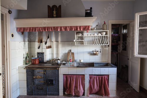 Old kitchen in a working-class neighborhood of Legazpi in the iron valley, Gipuzkoa, Spain