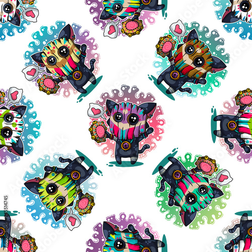Vector seamless pattern about Shamans in love
