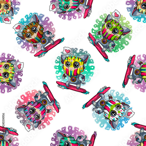 Vector seamless pattern about Shamans in love