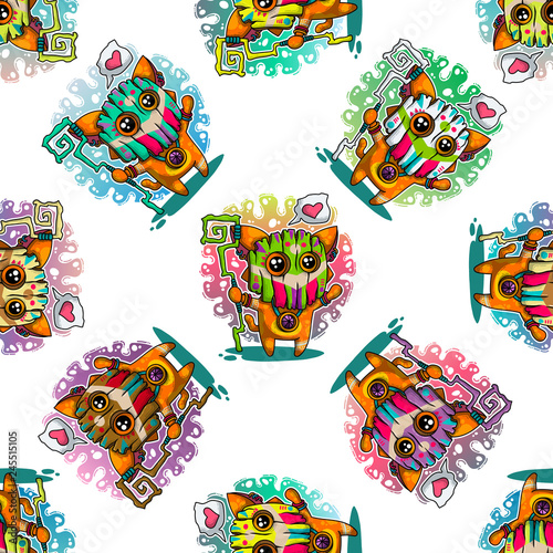 Vector seamless pattern about Shamans in love