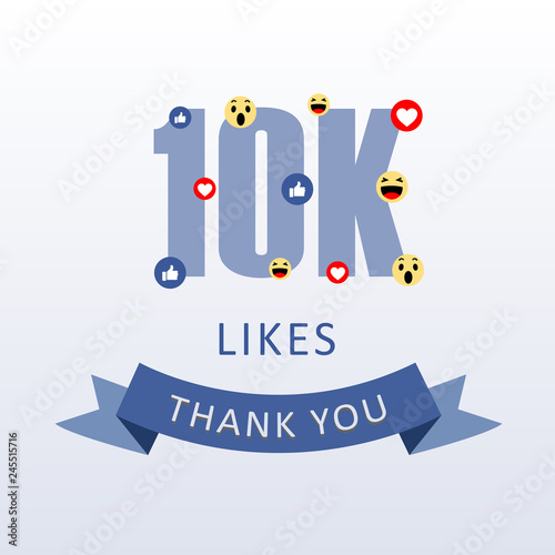 10K Likes Thank you number with emoji and heart- social media gratitude ecard