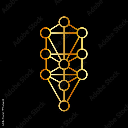 Fotografie Medieval Qabalistic Tree of Life in gold called Arbor Sephiroth