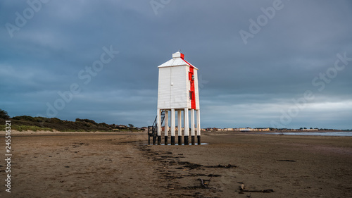 A cloudy evening at the Low Lighthouse in Burnham-on-Sea, Somerset, England, UK photo