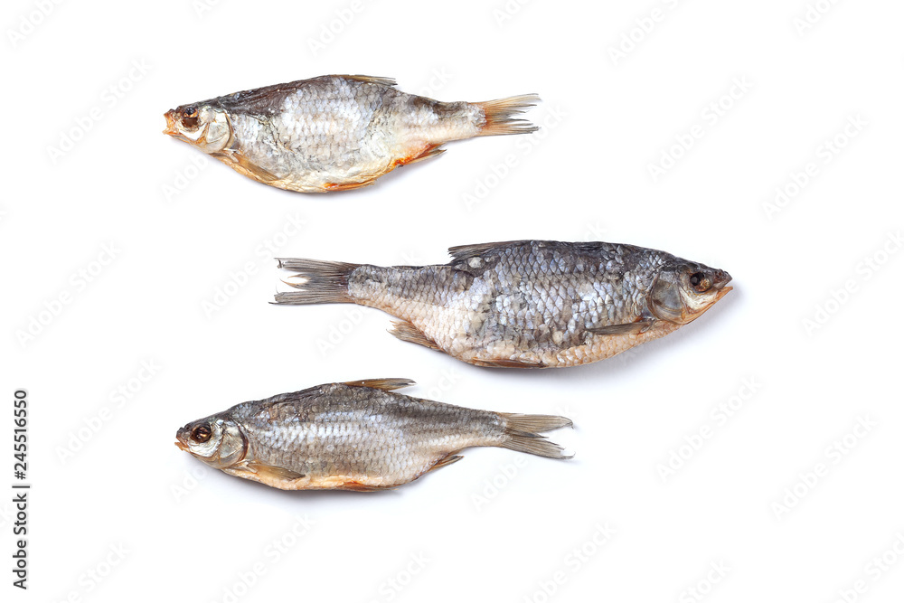 Dried fish on an isolated background. Fish to beer