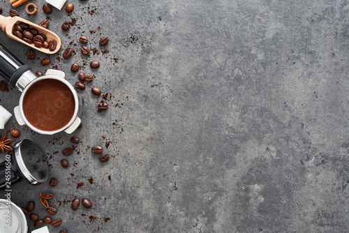 Slika na platnu Top view of coffee background