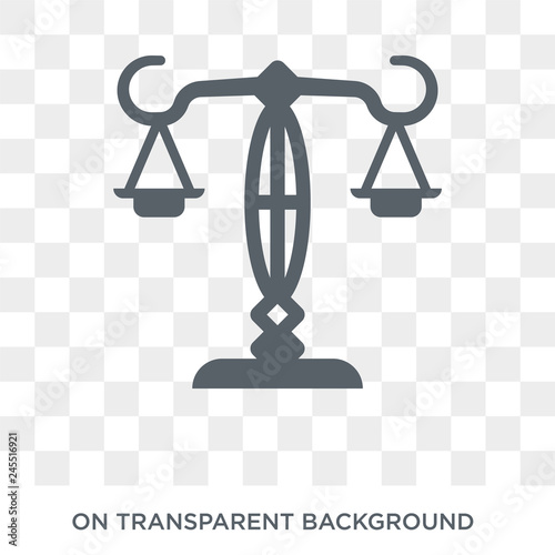 justice scale icon. Trendy flat vector justice scale icon on transparent background from law and justice collection. High quality filled justice scale symbol use for web and mobile