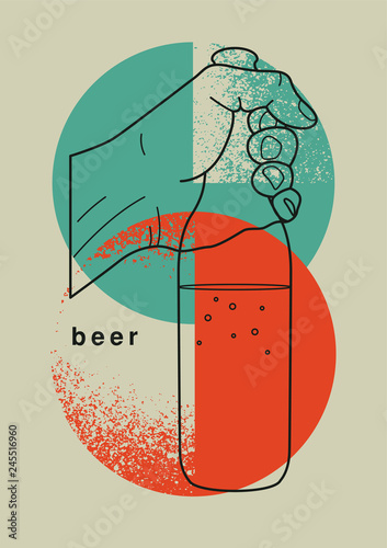 Beer typographic vintage grunge style poster. Retro vector illustration.