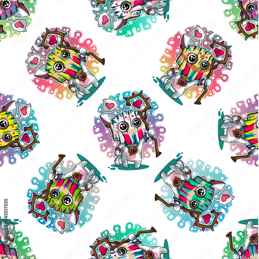 Vector seamless pattern about Shamans in love