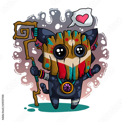 Vector illustration about Shaman in love