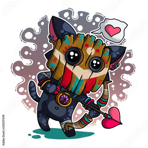 Vector illustration about Shaman in love