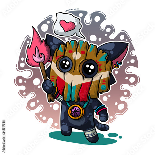 Vector illustration about Shaman in love
