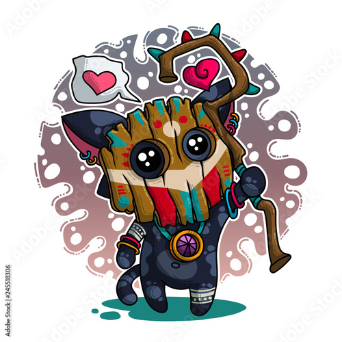 Vector illustration about Shaman in love