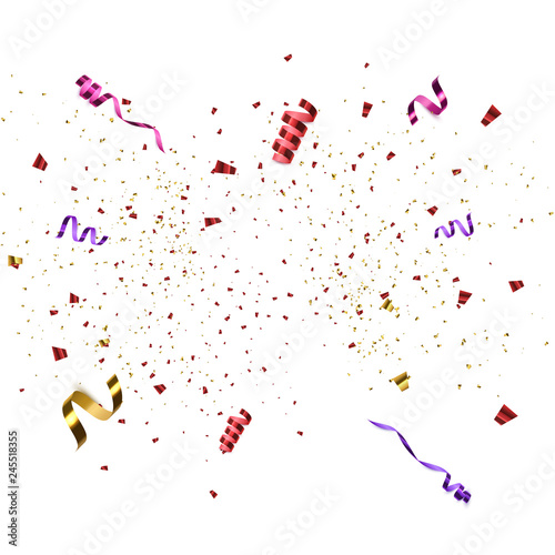 Confetti explosion isolated on white background.