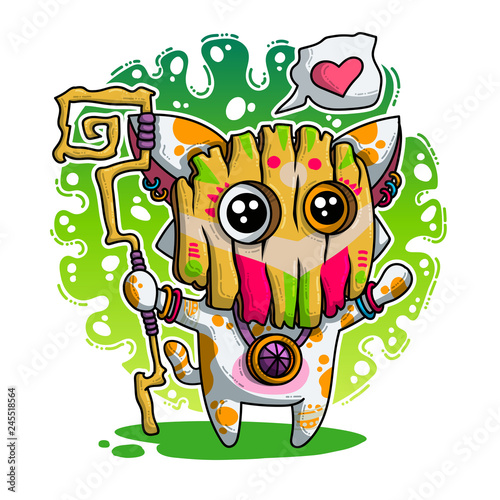 Vector illustration about Shaman in love
