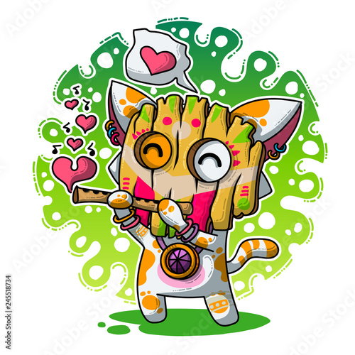 Vector illustration about Shaman in love