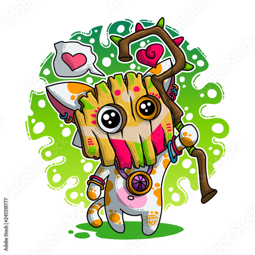 Vector illustration about Shaman in love