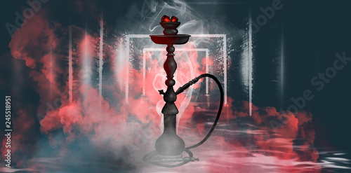 Hookah in a dark room with ...