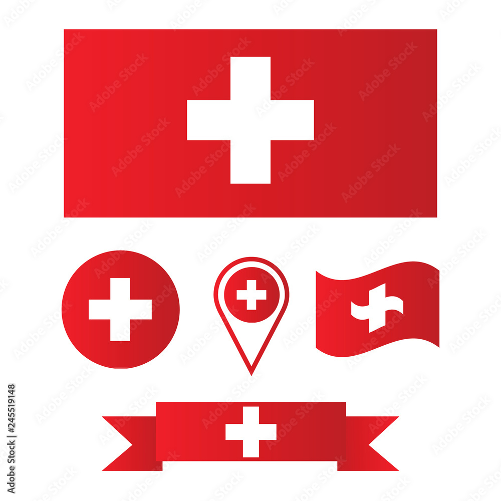Switzerland flags vector collection Switzerland flags vector collection
