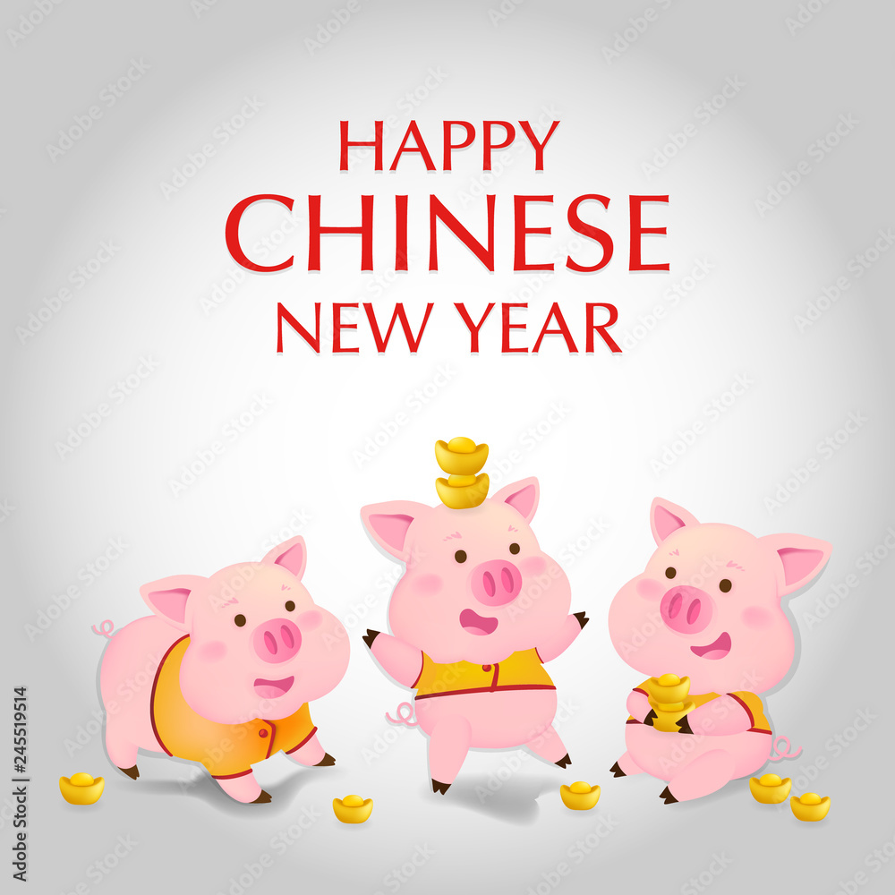Happy New Year 2019. Chinese New Year. The year of the pig. Happy Lunar New Year. Happy New Year 2019. Chinese New Year. The year of the pig. Happy Lunar New Year.