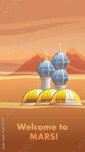 Illustration Space Station Settlement Red Planet